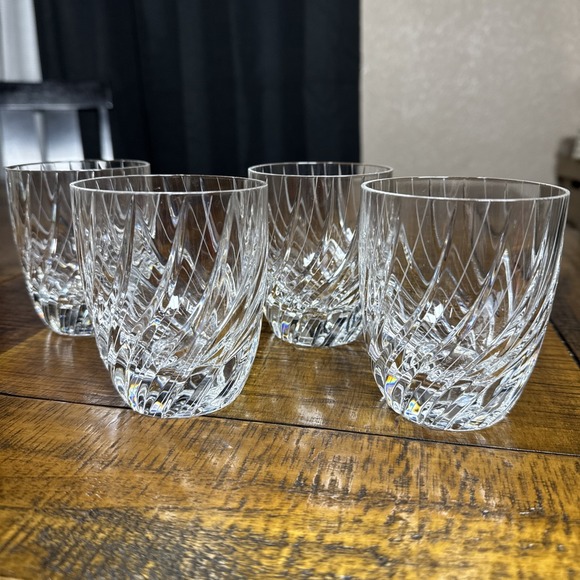Mikasa Other - Set of 4 Retired MIKASA Swirl Cut Crystal Double Old Fashioned Glasses Germany